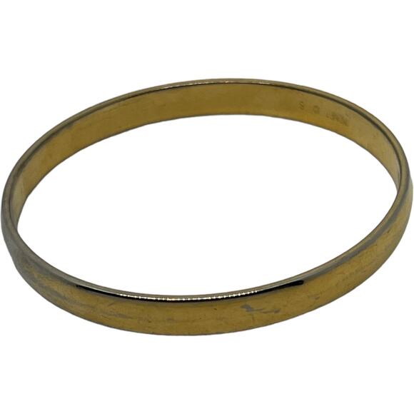 Vintage Monet Gold Tone Bangle Bracelet Classic Simple Round Minimalist 80s - Picture 2 of 7